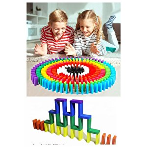 Domino Oyunu Eğitici 100 Parça 1 Paket 100 Lü Ahşap Renkli Domino Taşı Akıl Zeka Mantık Ve Strateji Oyunu Okul Öncesi