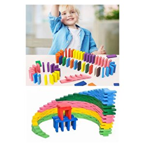 Domino Oyunu Eğitici 100 Parça 1 Paket 100 Lü Ahşap Renkli Domino Taşı Akıl Zeka Mantık Ve Strateji Oyunu Okul Öncesi