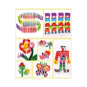 Domino Oyunu Eğitici 100 Parça 1 Paket 100 Lü Ahşap Renkli Domino Taşı Akıl Zeka Mantık Ve Strateji Oyunu Okul Öncesi