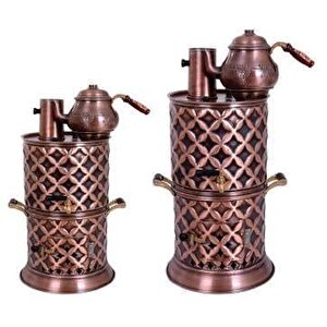 Odunlu 2demlikli Bakır Semaver