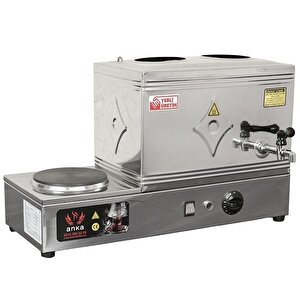 Paslanmaz Eko Elektrikli Çay Kazanı 2 Demlikli 24 Litre Pleytli