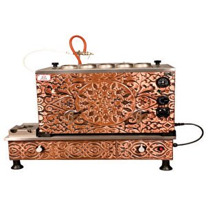 Turbo Full Otomatik Elektrikli Tüplü Çay Kazanı 5 Demlikli 50 Litre Bakır