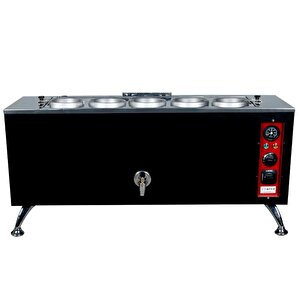 Pro Elektrikli Full Otomatik Çay Kazanı 5 Demlikli 50 Litre Siyah