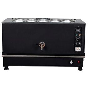 Pro Kompakt Full Otomatik Çay Makinası 5 Demlikli 50 Litre Siyah Elektrikli Tüplü