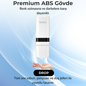 480 Ml Beyaz Duvara Monte Sıvı Sabun Dispenseri | Premium Kalite Abs Gövde, Anahtarlı, Şık Ve Güvenli