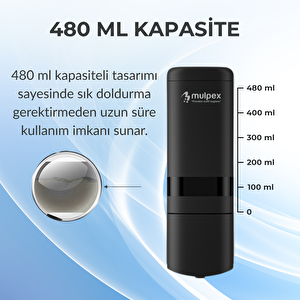 480 Ml Siyah Duvara Monte Sıvı Sabun Dispenseri | Premium Kalite Abs Gövde, Anahtarlı, Şık Ve Güvenli