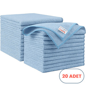 Mikrofiber Temizlik Bezi 20 Adet - 40x40 Cm, 375 Gsm, Parlak Dokulu, 60 Gr ±2, Yüksek Emici, İz Bırakmaz