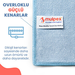 Mulpex Mikrofiber Temizlik Bezi 10 Adet - 40x40 Cm, 375 Gsm, Parlak Dokulu, 60 Gr ±2, Yüksek Emici, İz Bırakmaz