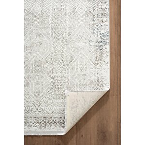 Zenith Zn027w Krem Modern Klasik Desen Parlak Yumuşak Kadife İnce Kaymaz Tabanlı Halı