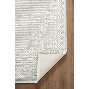 Zenith Zn028w Krem Modern Klasik Desen Parlak Yumuşak Kadife İnce Kaymaz Tabanlı Halı