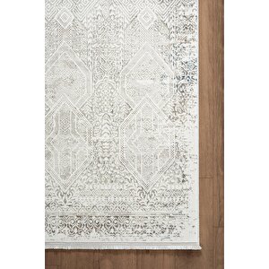Zenith Zn027w Krem Modern Klasik Desen Parlak Yumuşak Kadife İnce Kaymaz Tabanlı Halı