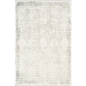 Zenith Zn027w Krem Modern Klasik Desen Parlak Yumuşak Kadife İnce Kaymaz Tabanlı Halı 100x300 cm