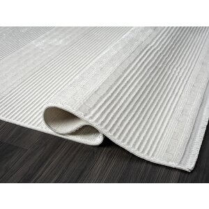 Zenith Zn007a Gri Halı Çizgi Desenli Modern Yumuşak Kadife Ince Antialerjik Salon Koridor Halısı