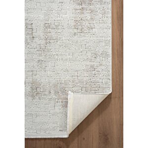 Zenith Zn025g Gri Modern Desen Parlak Yumuşak Kadife Kaymaz Pamuk Tabanlı Salon Halısı