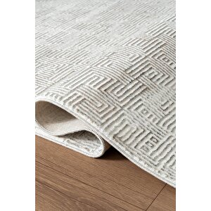 Zenith Zn025g Gri Modern Desen Parlak Yumuşak Kadife Kaymaz Pamuk Tabanlı Salon Halısı 200x290 cm