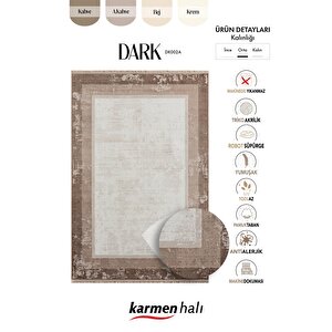 Dark Dk002a Bej Halı Kahverengi Kenar Çerçeveli Akrilik Tozuaz Modern Salon Halısı Yatak Odası