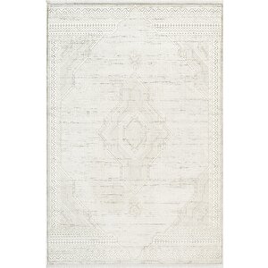 Zenith Zn028w Krem Modern Klasik Desen Parlak Yumuşak Kadife İnce Kaymaz Tabanlı Halı 80x150 cm