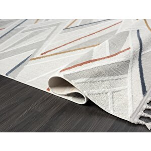 Sümer Sm013a Krem Renli Halı Renkli Geometrik Desenli Dekoratif Modern Antialerjik Salon Halısı