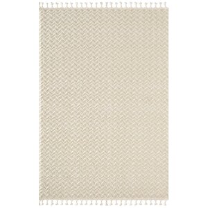 Wool Wl009a Beyaz Modern Desen Kabartmalı Doku Pamuk Tabanlı Kaymaz Halı 80x150 cm