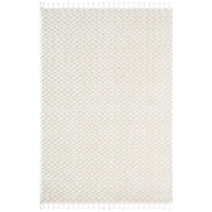 Wool Wl009a Beyaz Modern Desen Kabartmalı Doku Pamuk Tabanlı Kaymaz Halı 120x180 cm