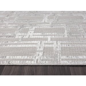 Sümer Sm007a Gri Halı Geometrik Desen Dekoratif Modern Tozuyok Antialerjik Salon Yatak Odası Koridor