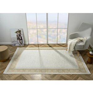 Zenith Zn002a Gri Halı Gold Kenar Çerçeveli Modern Parlak Yumuşak Kadife Ince Antialerjik Salon 100x200 cm