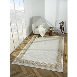 Zenith Zn002a Gri Halı Gold Kenar Çerçeveli Modern Parlak Yumuşak Kadife Ince Antialerjik Salon 100x200 cm