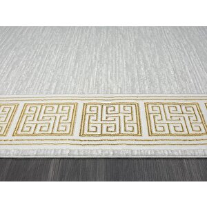 Zenith Zn002a Gri Halı Gold Kenar Çerçeveli Modern Parlak Yumuşak Kadife Ince Antialerjik Salon