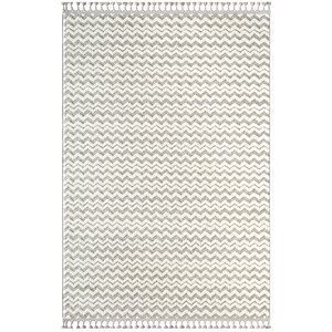 Wool Wl011a Gri Beyaz Modern Desen Kabartmalı Doku Pamuk Tabanlı Kaymaz Halı
