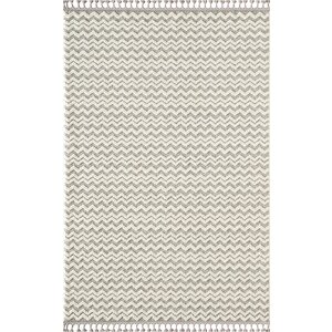 Wool Wl011a Gri Beyaz Modern Desen Kabartmalı Doku Pamuk Tabanlı Kaymaz Halı 160x230 cm