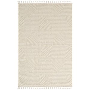Halı Wool Wl010a Beyaz Modern Desen Kabartmalı Doku Pamuk Tabanlı Kaymaz Halı 120x180 cm