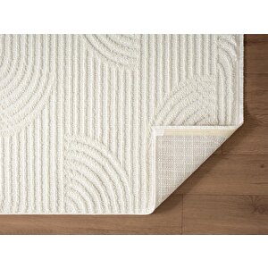 Halı Wool Wl010a Beyaz Modern Desen Kabartmalı Doku Pamuk Tabanlı Kaymaz Halı