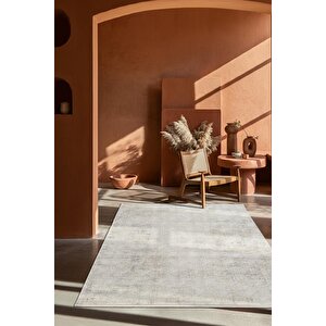 Zenith Zn026s Sarı Modern Desen Parlak Yumuşak Kadife Kaymaz Pamuk Tabanlı Salon Halısı 80x150 cm