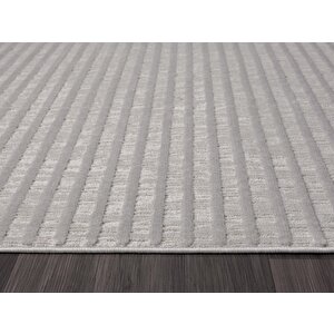 Sümer Sm008g Gri Antrasit Çizgi Desen Halı Dekoratif Modern Tozuyok Antialerjik Salon Halısı Koridor