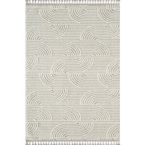 Wool Wl012a Gri Beyaz Modern Desen Kabartmalı Doku Pamuk Tabanlı Kaymaz Salon Halı 80x150 cm