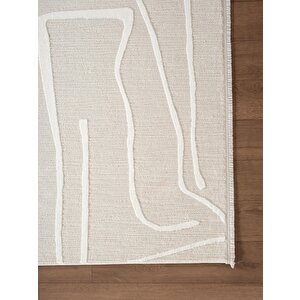 Sümer Sm014a Krem Renkli Halı Çizgi Desenli Dekoratif Modern Antialerjik Salon Mutfak Halısı
