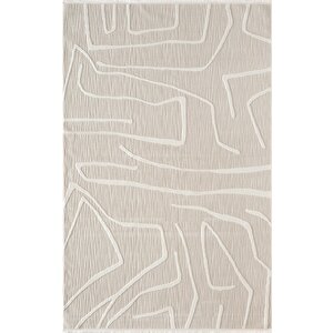 Sümer Sm014a Krem Renkli Halı Çizgi Desenli Dekoratif Modern Antialerjik Salon Mutfak Halısı 100x300 cm