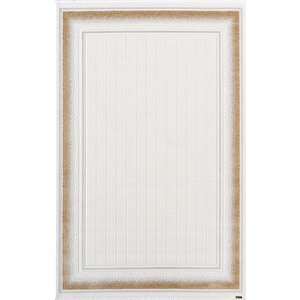 Truva Tv032s Krem Rengi Halı Gold Geometrik Detaylı Akrilik Yumuşak Salon Oturma Odası Halısı 100x200 cm