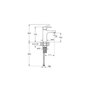 Flow Square Lavabo Bataryası Yüksek Krom A42938