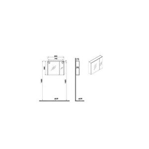 Vitra Mia Asimetrik Dolaplı Ayna, 80 Cm, Altın Meşe, 67706