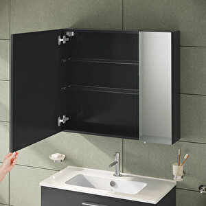 Vitra Mia Asimetrik Dolaplı Ayna, 80 Cm, Parlak Antrasit 67705