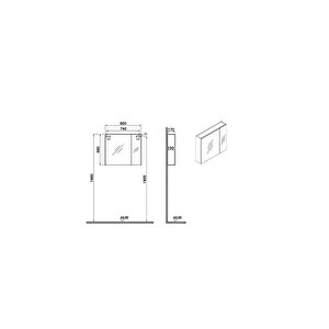 Vitra Mia Asimetrik Dolaplı Ayna, 80 Cm, Parlak Antrasit 67705