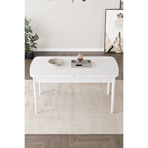Clara Beyaz 80x132 Açılabilir Mdf Masa Yemek Odası Takımı,mutfak Takımı 4 Adet Sandalye
