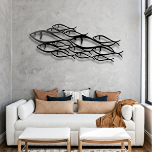 Fami̇ly Fi̇sh Modern Metal Duvar Dekoru
