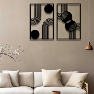 Bohem Sti̇l Mi̇ni̇mali̇st 2 Li̇ Metal Duvar Dekoru Seti̇