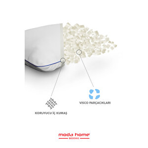 Moda Home Bedding 2 Adet  Moda Vısco Parçacıklı Yastık ,boyun Destekli Ortopedik Yastık Yıkanabilir Kılıflı 40*60cm 1200 Gr