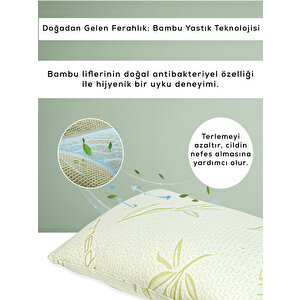 2 Adet Bambu Kumaşlı Yastık ,fermuarlı Yıkanabilir Kılıflı Antialerjik 1.kalite Boncuk Silikonlu 50x70 Cm 1000 Gr