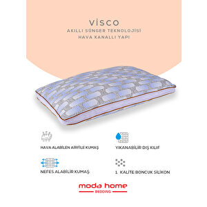 2 Adet Moda Klimalı Yastık ,pamuk Viskon Kumaşlı Çift Biyeli Yıkanabilir Kılıflı 50*70 Cm 1250 Gr