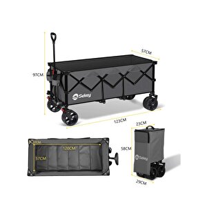 Plaj Arabası Katlanabilir 300l 200kg Taşıma Arabası Büyük El Arabası Gri
