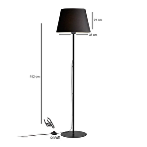 Slav Hazır Konik Kumaş Başlık Siyah Metal Lambader Salon Köşe Lambası